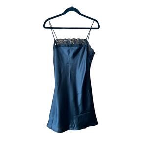 Abercrombie & Fitch Lace Slip Mini Dress Black Satin 90s Y2K Square Neck Size SP